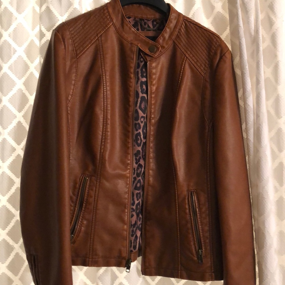 Wilson’s Leather Black Rivet brown leather jacket